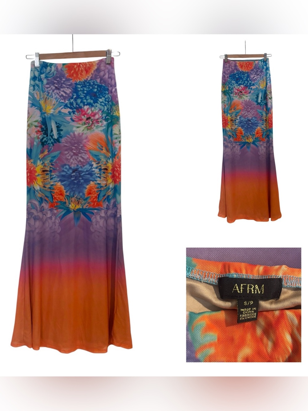 AFRM Tegan Print Maxi Skirt